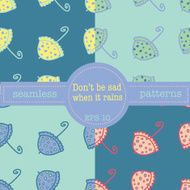 Happy Umbrella seamless vector pattern set