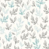Hand drawn leaf seamless pattern Vector illustration