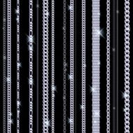 Glowing silver chains on black background