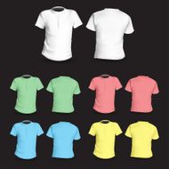 Set of colored t-shirts front and back vector N2