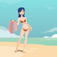 Girl in the beach illustration N17