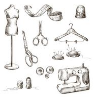 set of sewing accessories drawings
