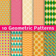 Geometric patterns (tiling) Set of vector seamless background