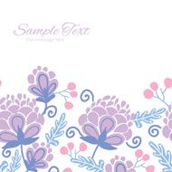 Vector soft purple flowers horizontal frame seamless pattern background