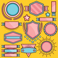 Creative set of cartoon stickers badges and labels Set 1
