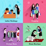 Woman Shopping Flat Set