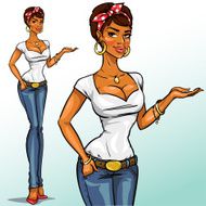 Pretty woman holding something