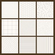 Set of 9 simple seamless monochrome patterns Part 1