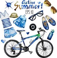 Ð¡asual clothes sunglasses bicycle gumshoes backpack panama
