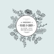 Hand drawn herb composition Floral template Vector illustration N5