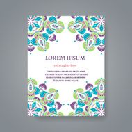 Card or invitation with hand drawn Indian motifs