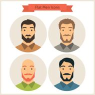 Flat Men Avatars Circle Icons Set