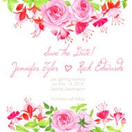 Delicate fuchsia roses floral design frame vector element