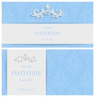 Vector Blue Floral 3d Background Template Christmas or Invitation Cards
