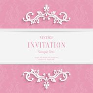 Vector Pink Floral 3d Christmas and Invitation Cards Background