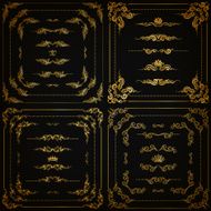 Vector set of gold decorative borders frame N21