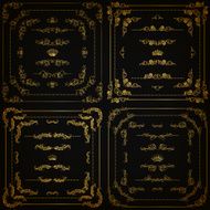 Vector set of gold decorative borders frame N24