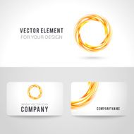 Business card template set abstract orange circle background Vector illustration
