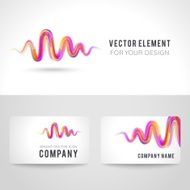 Business card template set abstract pink wave background Vector illustration N2