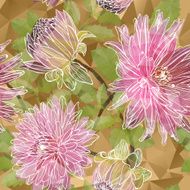Seamless background with blooming asters flowers in triangles style