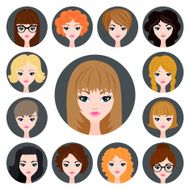 Vector set of stylish girls in modern flat design N9
