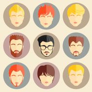 Vector set of stylish guys in modern flat design N6