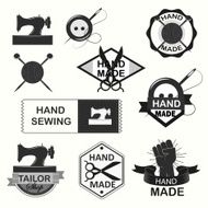Retro Handmade hand sewing and tailor shop logotypes set N3
