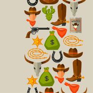 Wild west seamless pattern with cowboy objects and design elements N2