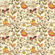 Seamless texture with flowers and birds N22