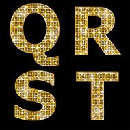 Golden metallic shiny letters Q R S T N2
