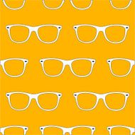 Outline sunglasses seamless pattern on yellow background