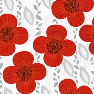 Seamless pattern with poppies Hand-drawn floral background