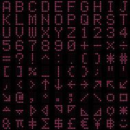 Pink dot digital font and symbol set vector illustration
