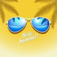 Vector Summer poster with sunglasses palm