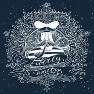 Hand drawn vintage label with a sailor on blackboard