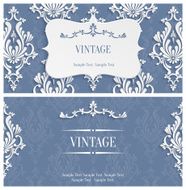 Vector Grey 3d Vintage Invitation Template with Floral Damask Pattern