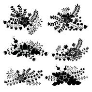 Vector set with vintage flowers composition Silhouettes N2