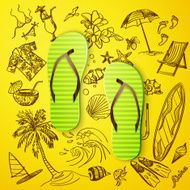 thongs and hand draw tourist icon