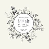 Hand drawn herb round composition Floral template Vector illustration
