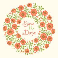 Save The Date Invitation with Floral Wreath N2