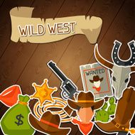 Wild west background with cowboy objects and stickers N3