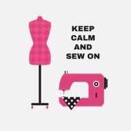 Poster Greeting card with sewing accessories Flat illustration N2