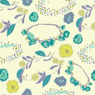 Wild Flowers Coronet Wreath Seamless Vector Pattern