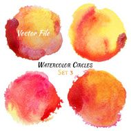 Watercolor Red and Yellow Vector Colorful Circles Set