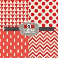 Set of Seamless Patterns with Triangles Trees Polka Dot Chevron