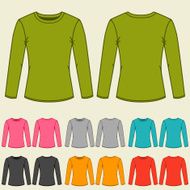Set of templates colored sweatshirts for women
