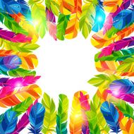 Colorful background with bright abstract transparent feathers N2