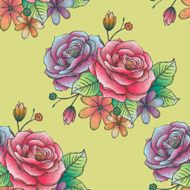 retro seamless hand drawn rose pattern N9