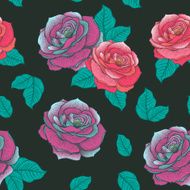 retro seamless hand drawn rose pattern N10