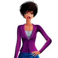 Beautiful coquette lady illustration upper body portrait N7